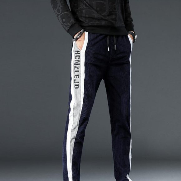 Contrast stitched velvet Sweatpants